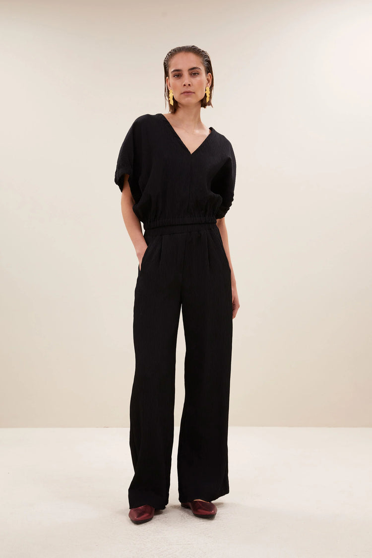 By Bar Mabel Structure Stripe Blouse jet black