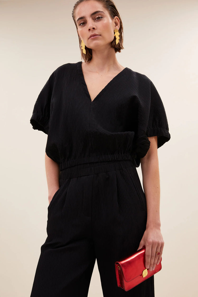 By Bar Mabel Structure Stripe Blouse jet black