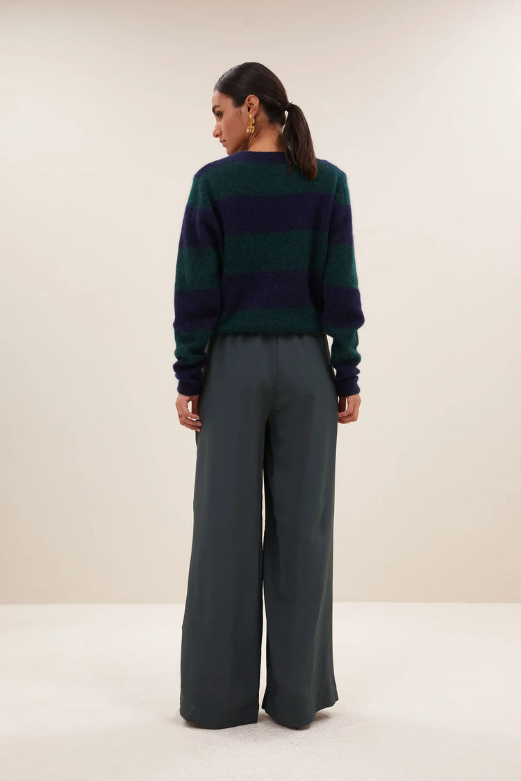By Bar Gwen Big Stripe Pullover dark green stripe