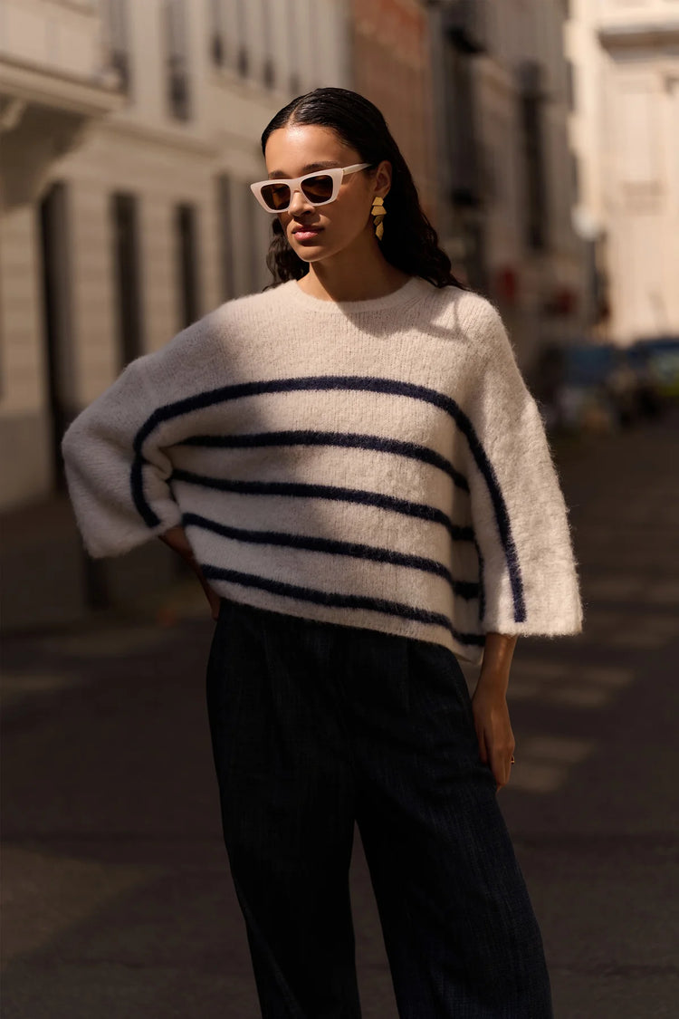 By Bar Fleur Stripe Pullover marine stripe