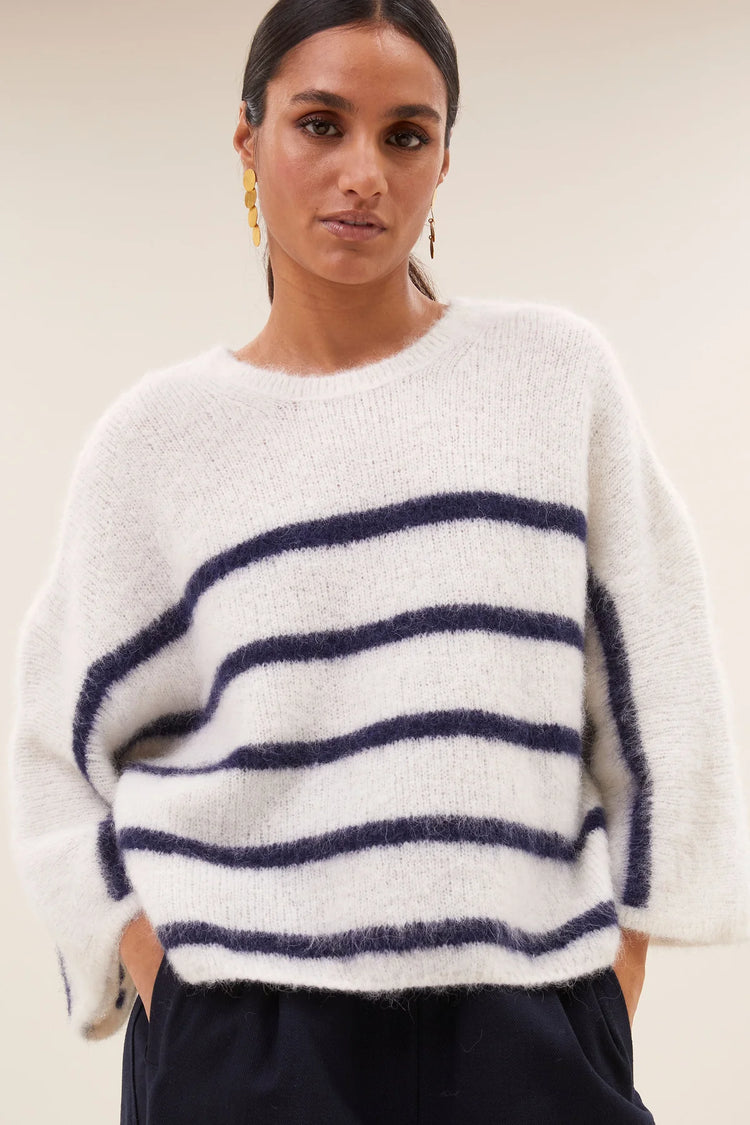 By Bar Fleur Stripe Pullover marine stripe