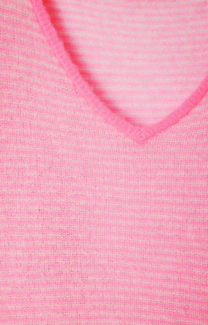 American Vintage ZAK18B Pull gris chine rose fluo