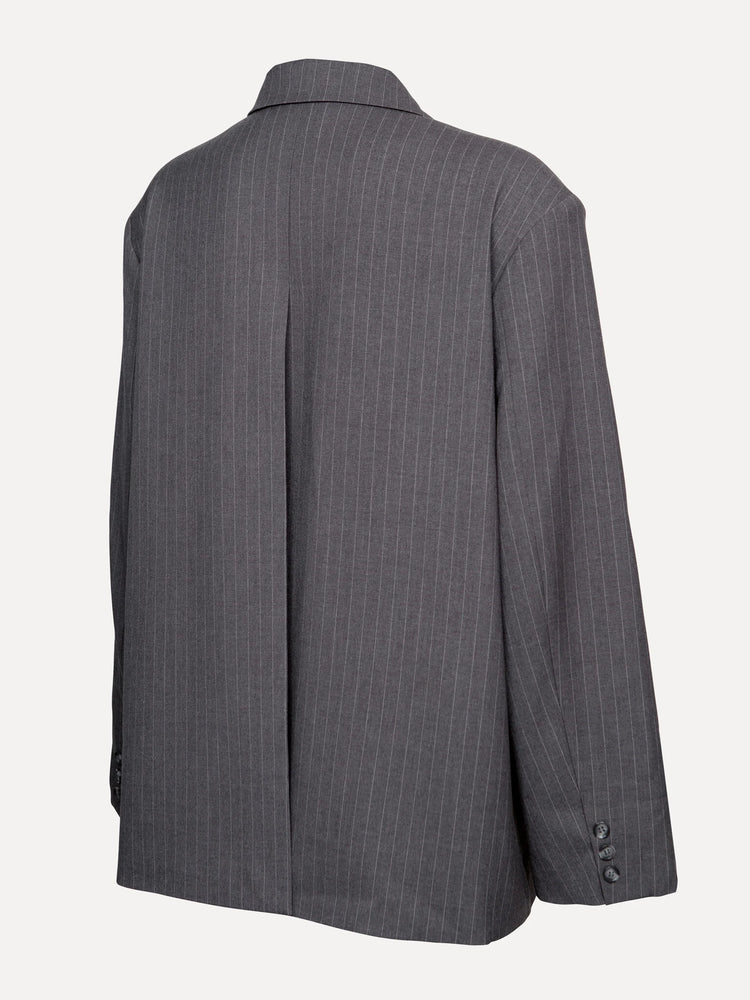 Les Soeurs Momo Pinstripe Blazer dark grey