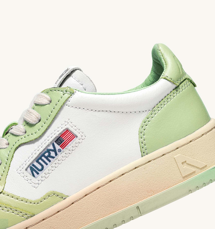 Autry WB24 leather white nile green (web only)