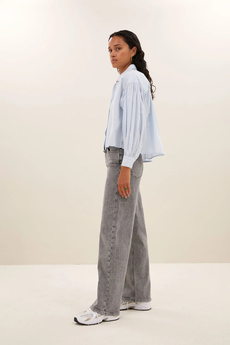 By Bar Sarah Short Chambray Blouse light blue
