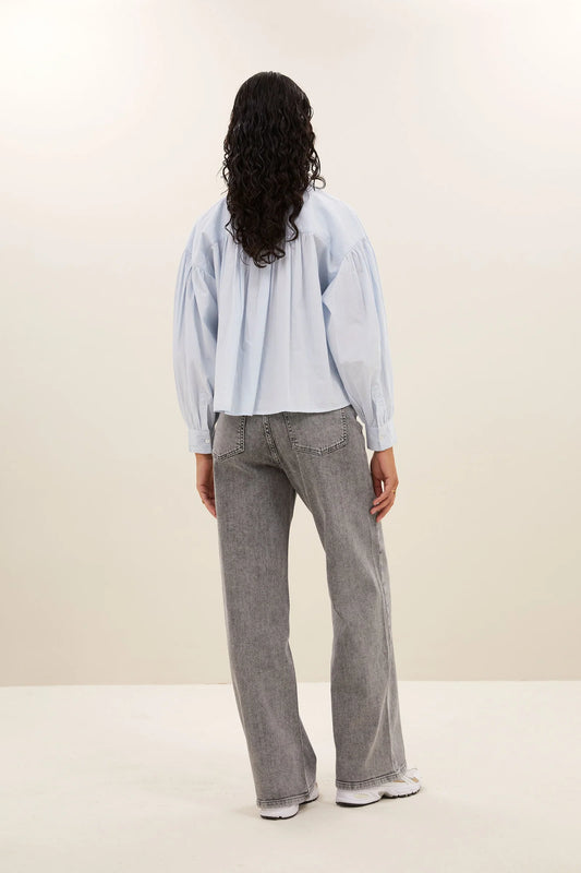 By Bar Sarah Short Chambray Blouse light blue