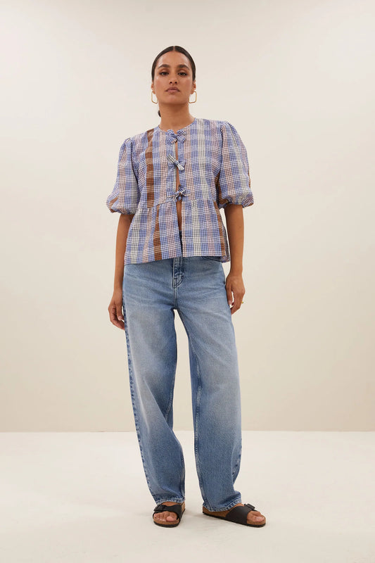 By Bar Serena Check Blouse grid print