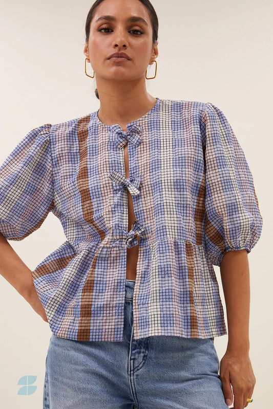 By Bar Serena Check Blouse grid print