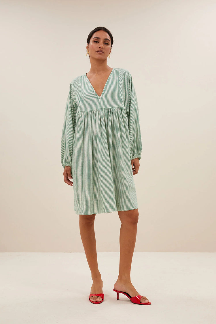 By Bar Philou Stripe Dress green pin stripe