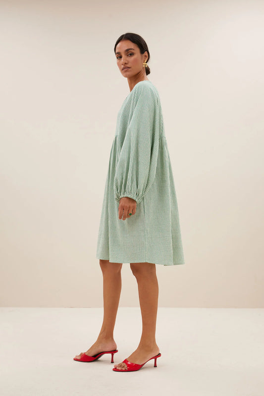 By Bar Philou Stripe Dress green pin stripe