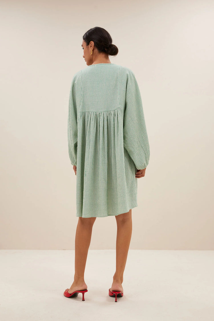By Bar Philou Stripe Dress green pin stripe