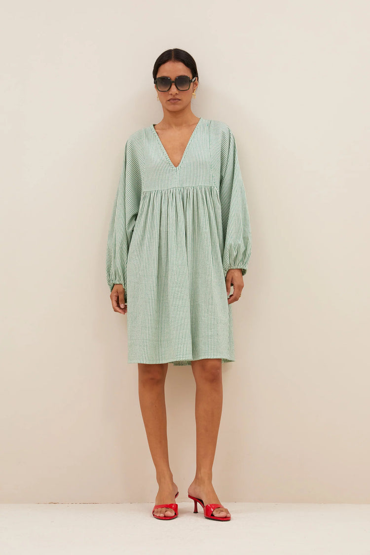 By Bar Philou Stripe Dress green pin stripe