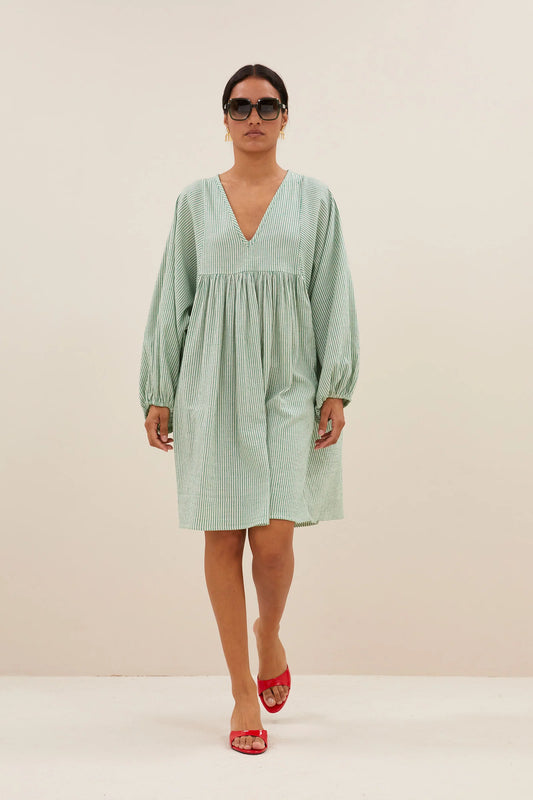 By Bar Philou Stripe Dress green pin stripe