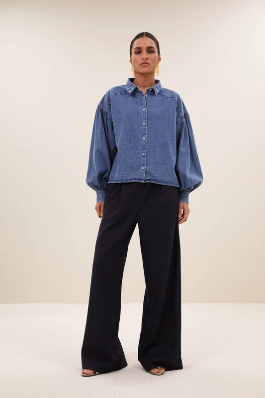 By Bar Sarah Short Denim Blouse medium denim
