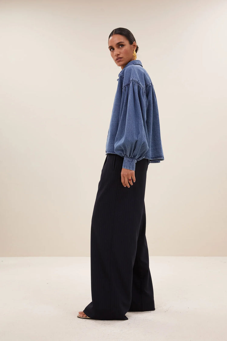 By Bar Sarah Short Denim Blouse medium denim