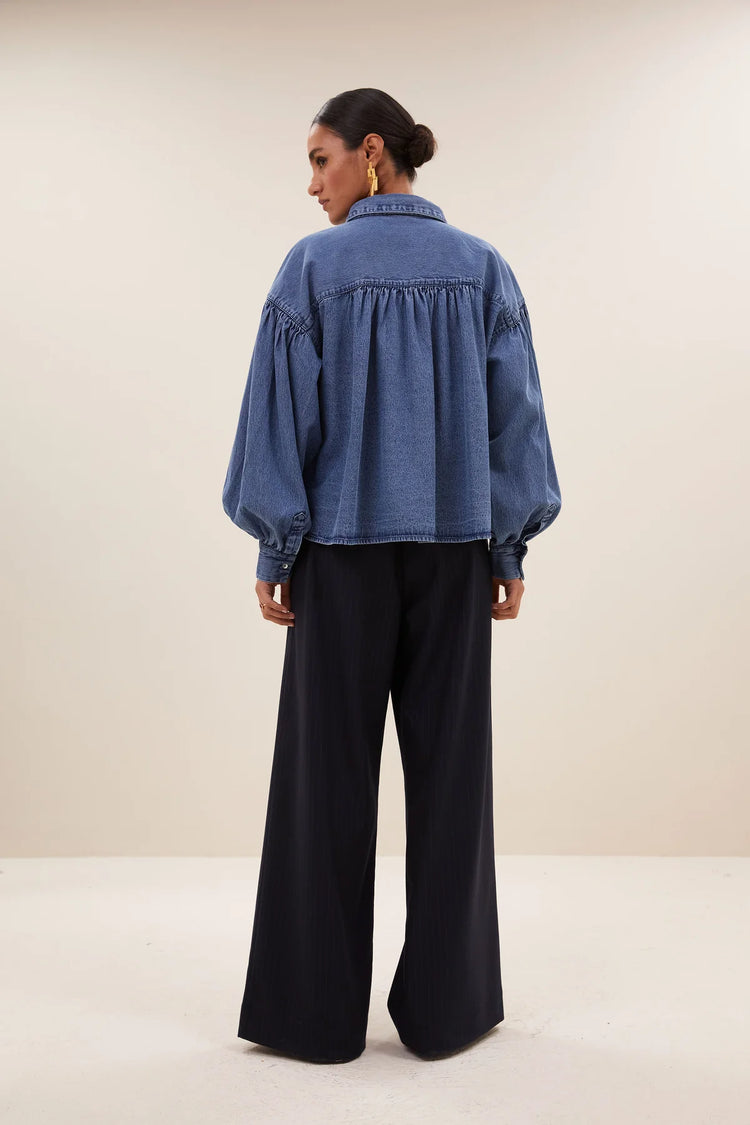 By Bar Sarah Short Denim Blouse medium denim