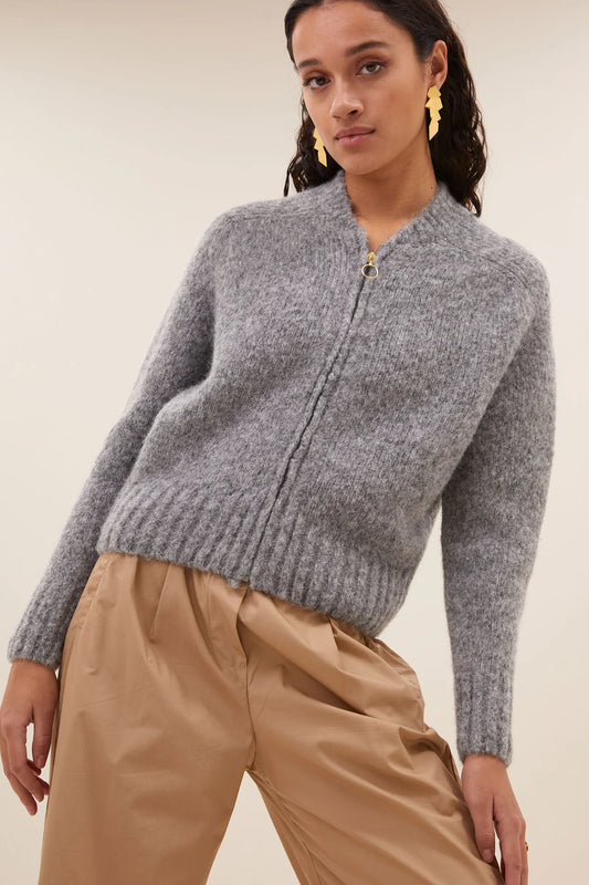 By Bar Jonas Zipp Cardigan grey mel