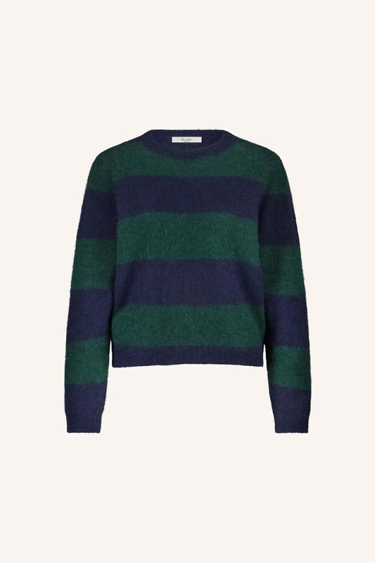 By Bar Gwen Big Stripe Pullover dark green stripe