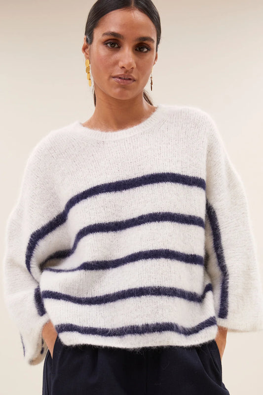 By Bar Fleur Stripe Pullover marine stripe