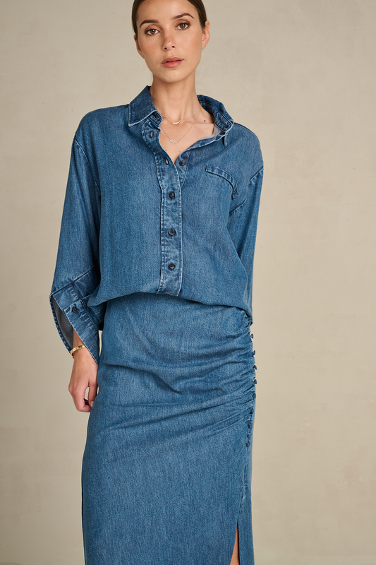March23 Giulia Blouse navy denim