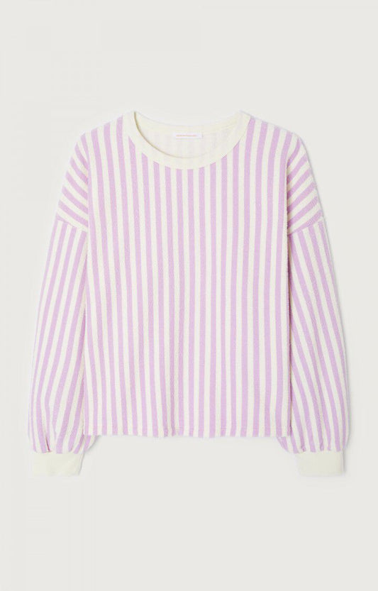 American Vintage BOBY03AI Sweat rayures parme