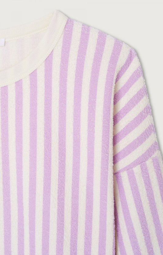 American Vintage BOBY03AI Sweat rayures parme