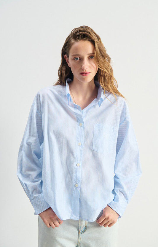 American Vintage ELU06A Chemise blue stripes