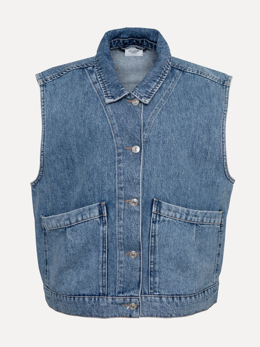 Les Soeurs Meo Vest mid blue denim