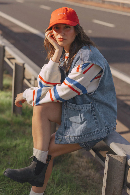 Les Soeurs Meo Vest mid blue denim