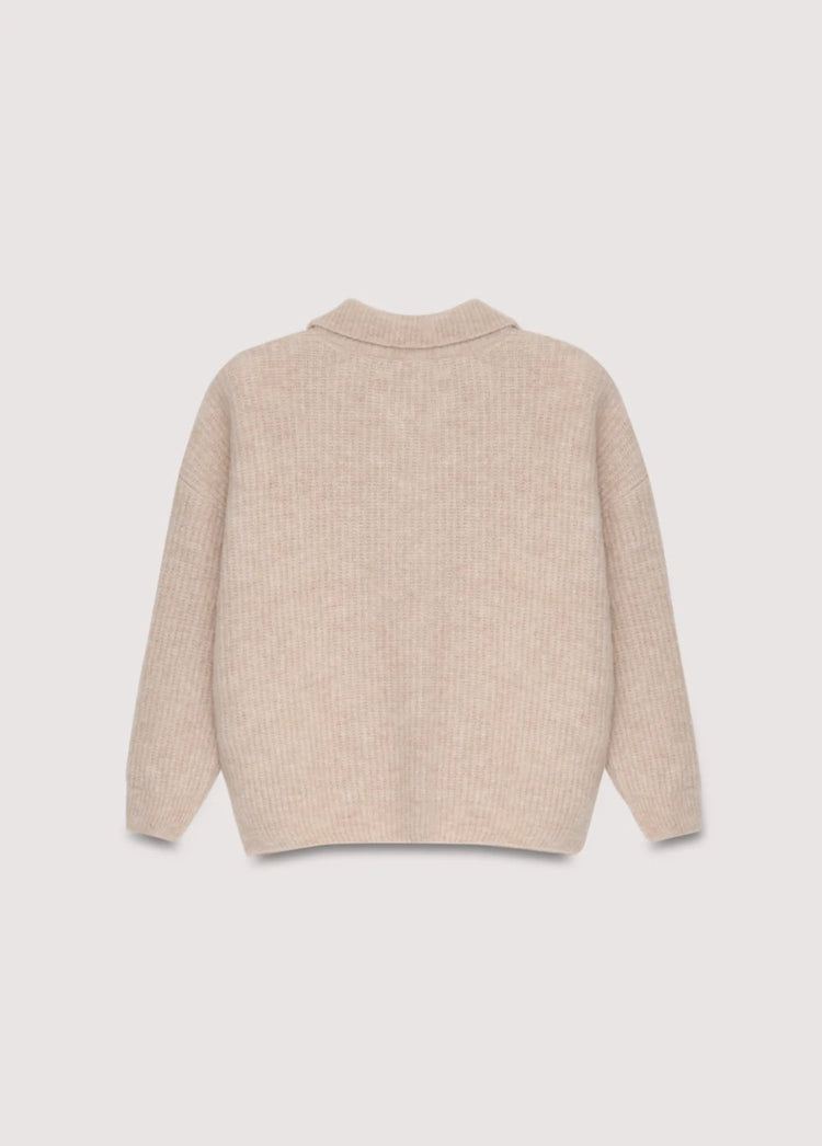 The New Society Mimi Knit Polo moonlight white