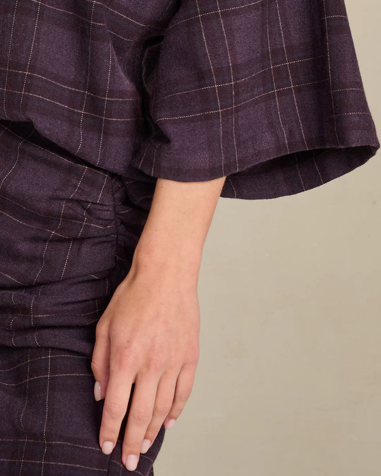 March 23 Gina Blouse Bold Check pale plum