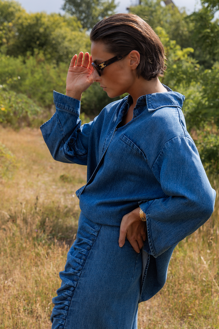 March23 Giulia Blouse navy denim