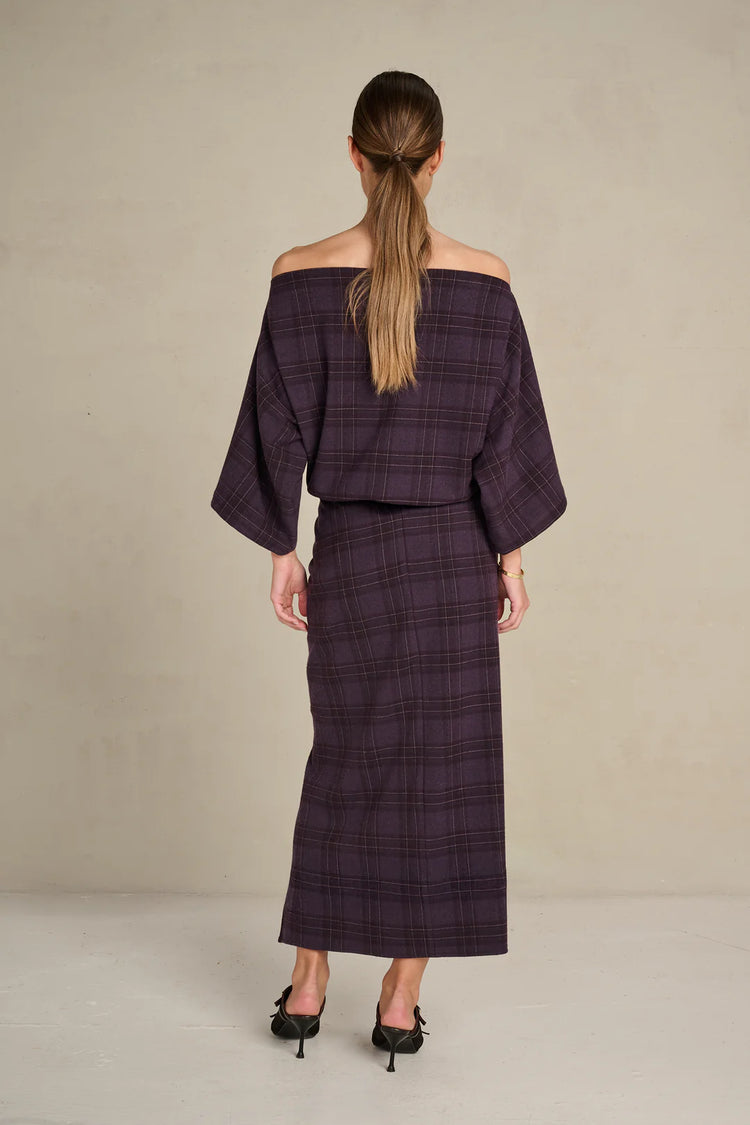 March 23 Gina Blouse Bold Check pale plum