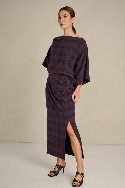 March 23 Ciri Skirt Bold Check pale plum
