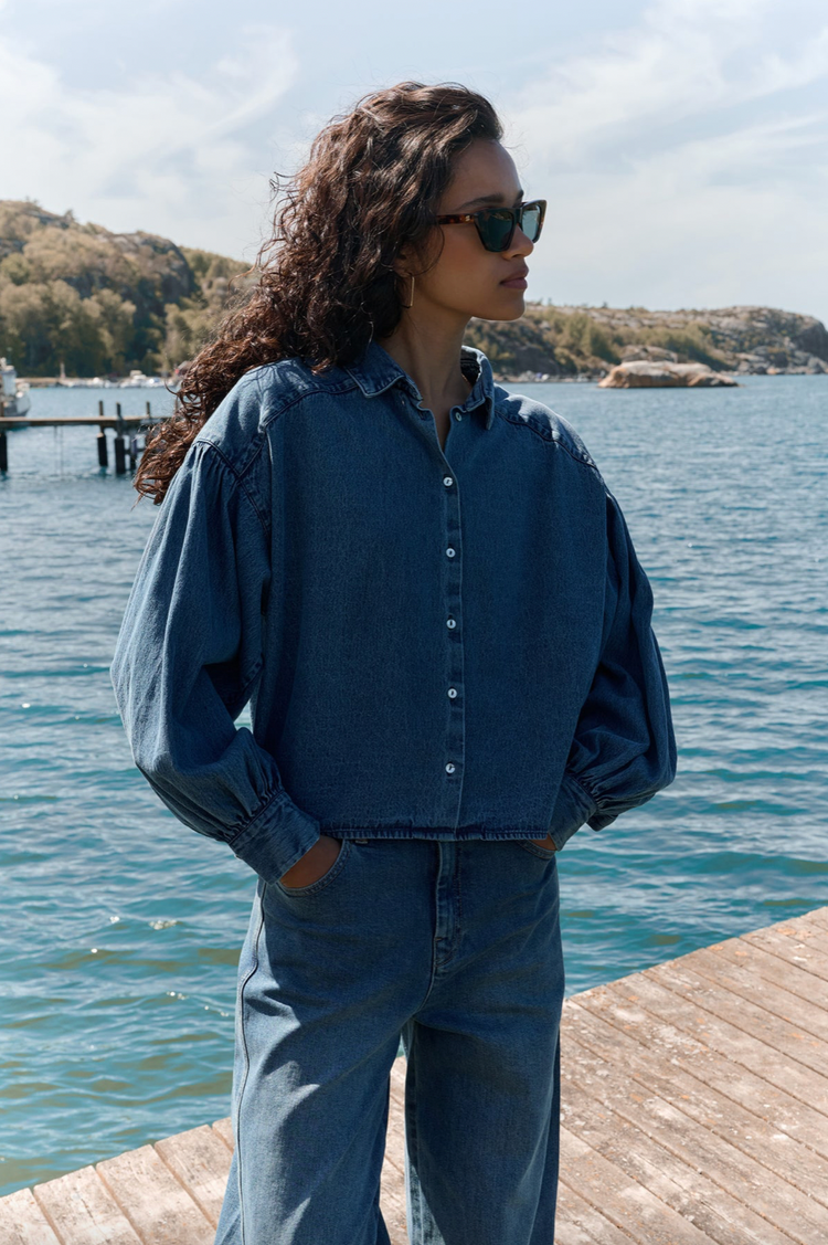 By Bar Sarah Short Denim Blouse medium denim