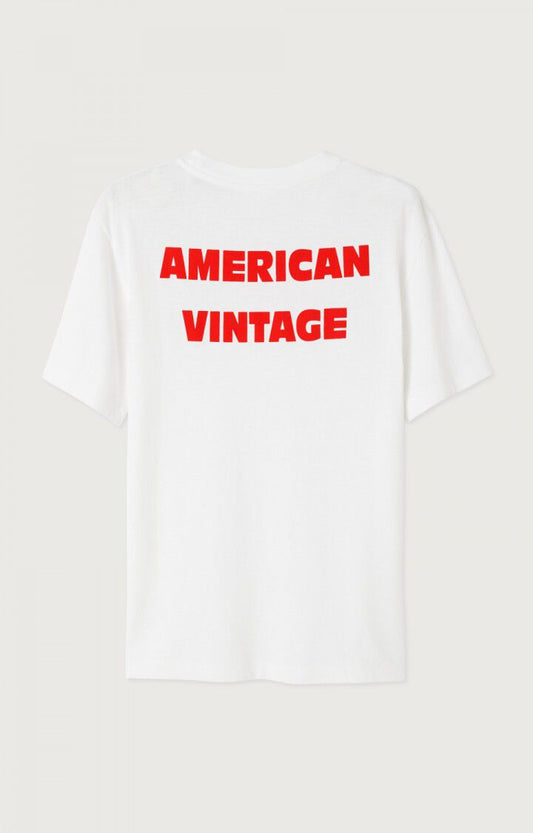 American Vintage YKO02A T-shirt blanc print vert