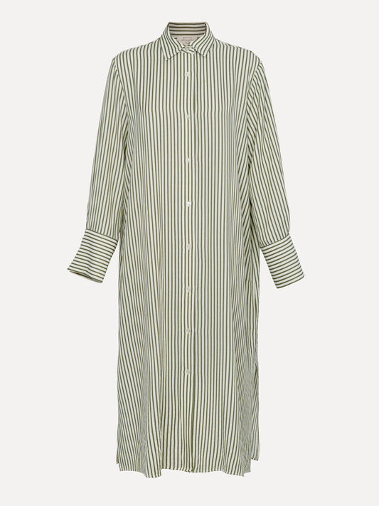 Les Soeurs Zac Long Striped Dress khaki ecru
