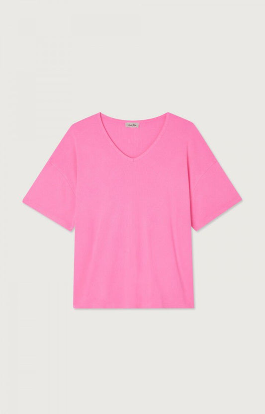 American Vintage ZEL02A T-shirt rose fluo