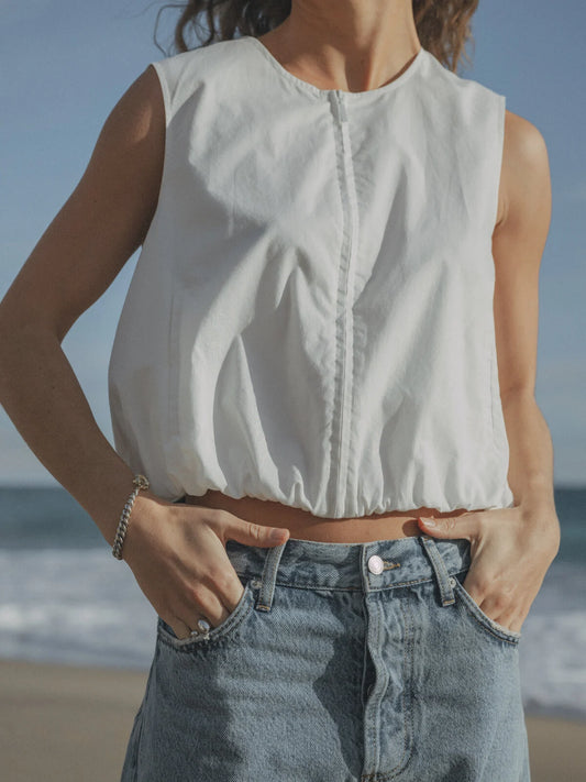 Les Soeurs Liam Balloon Top white